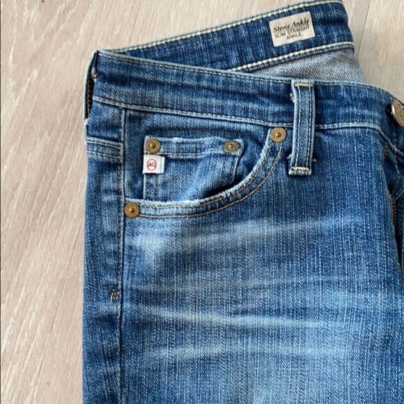 AG Stevie Ankle Slim Straight Distressed Jeans Stretch Medium Wash Blue 26 - Picture 6 of 13